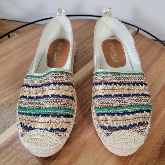 Patrizia by Spring Step Slip On Espadrilles Gold Metallic Colorful Flats Size 39 - Picture 6 of 17